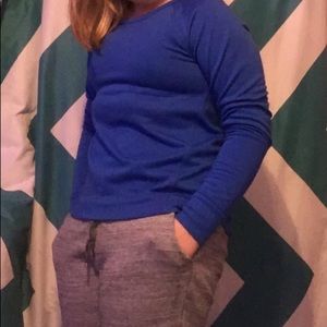 Blue athletic long sleeve tee